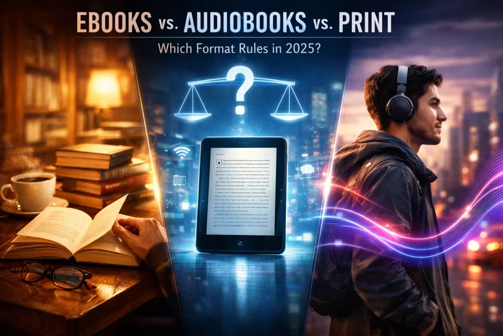 Ebooks vs. Audiobooks vs. Print
